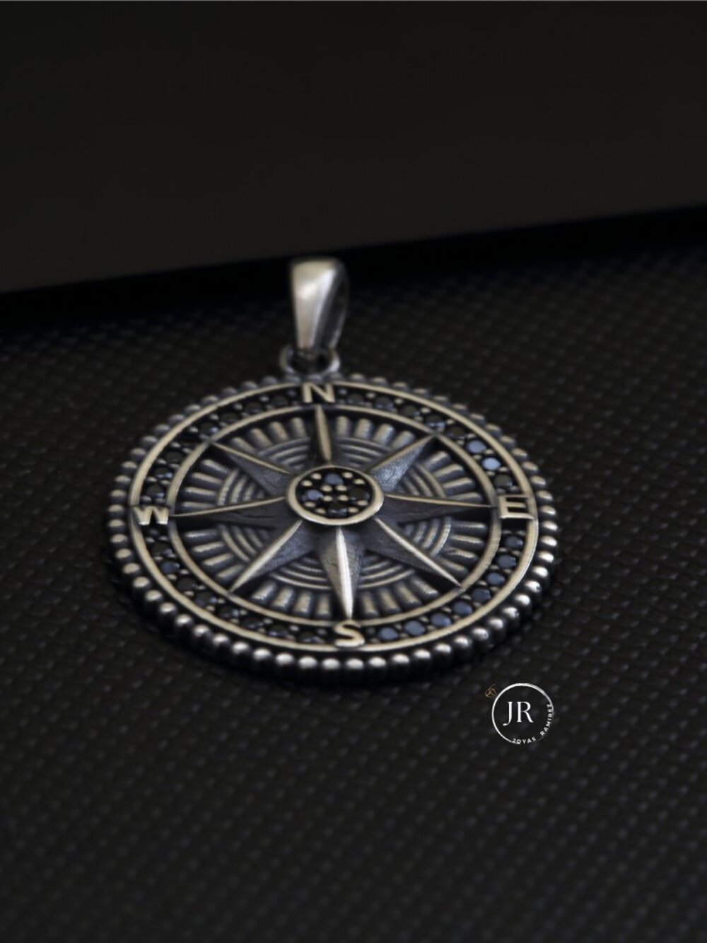 Compass Rose Pendant • .925 Sterling Silver • Oxidized Antique Nautical Charm - Picture 7 of 9